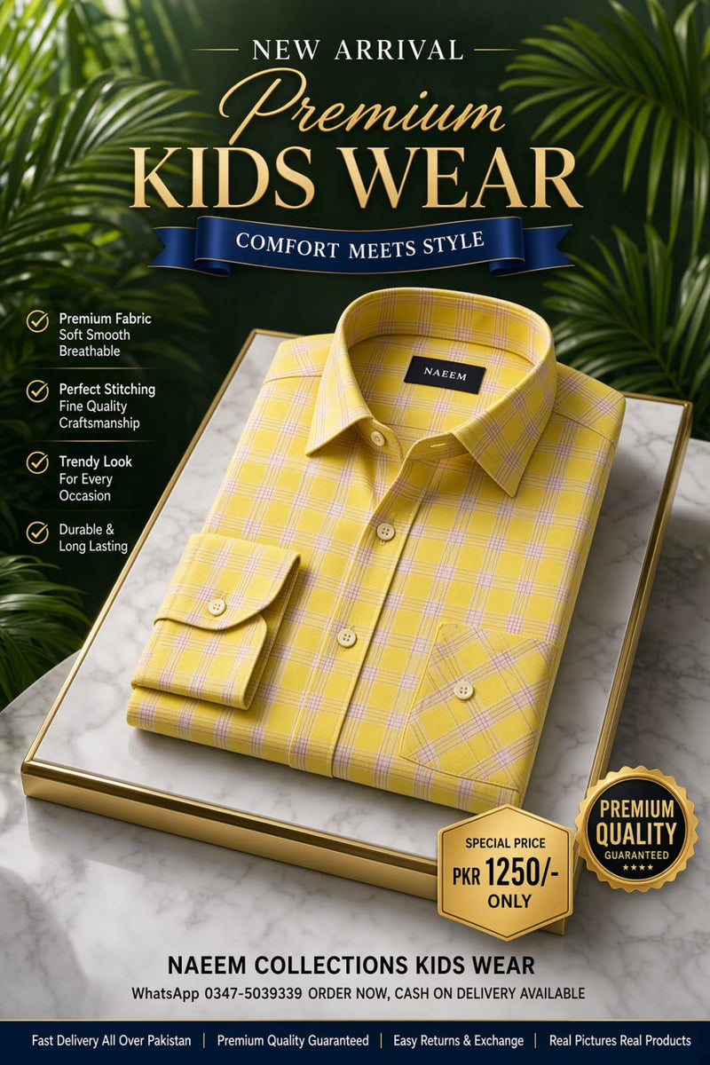 Yellow & White Check Kids Shirt