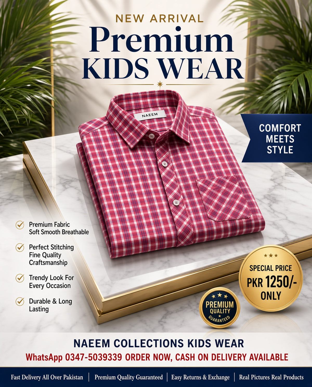 Red & White Check Kids Shirt
