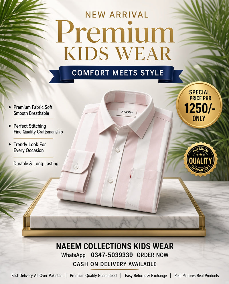 Pink & White Striped Kids Shirt