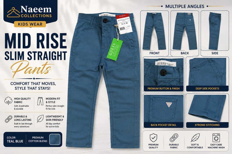 Teal Blue kids cotton pant