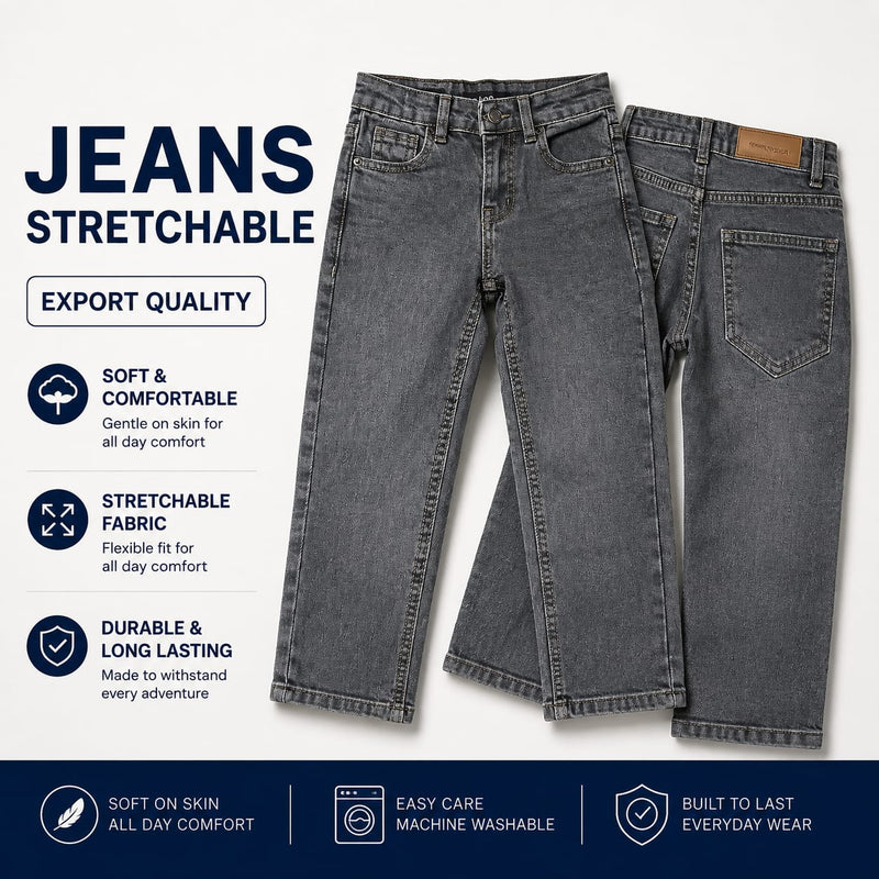 stretchable kids grey jeans
