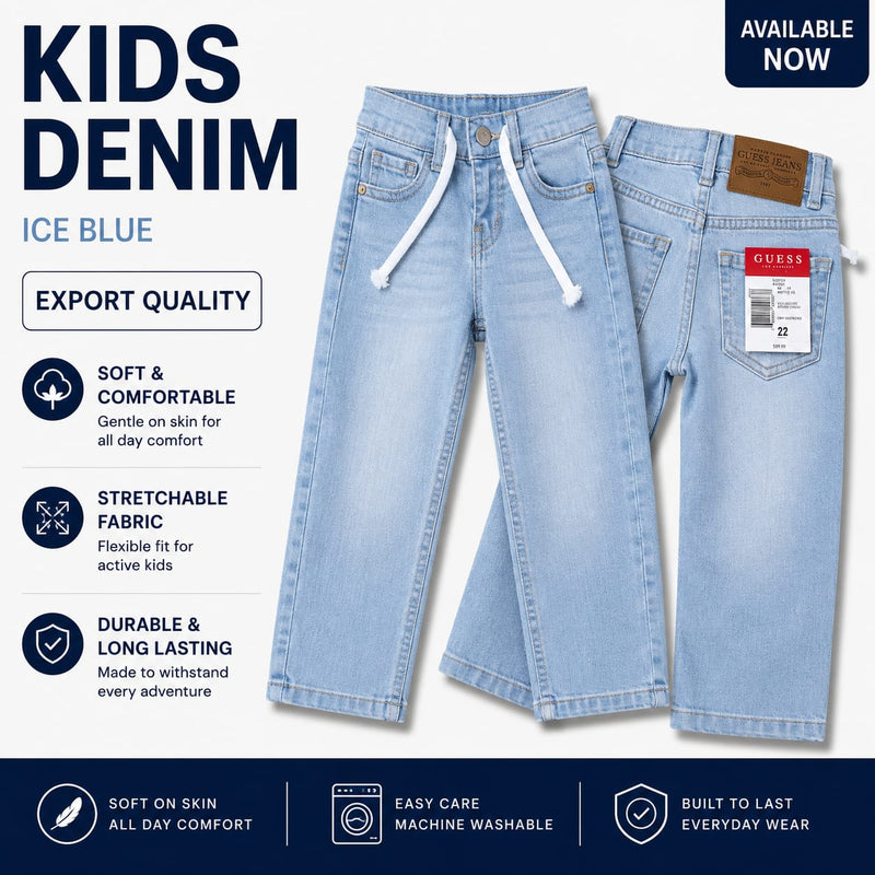 stretchable kids ice blue jeans